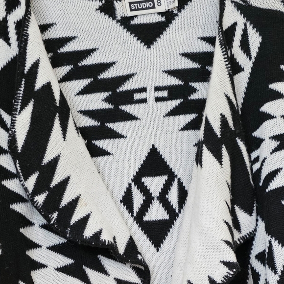 Studio 8 Women's Black And White Aztec Print Open Front Cardigan, Size S - Picture 4 of 11